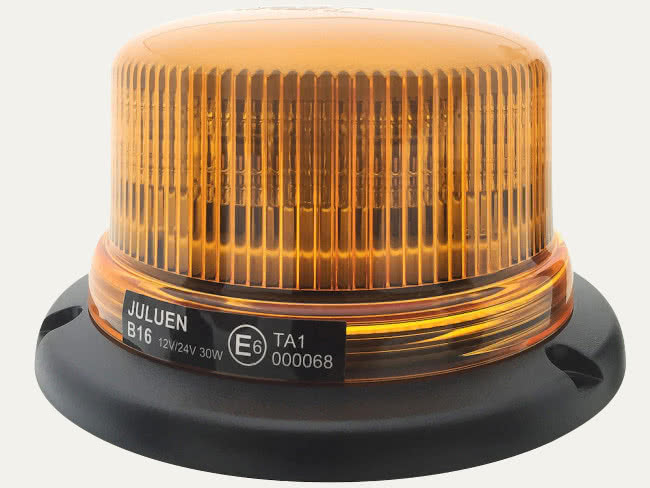 Varningsljus LED roterande R65+R10, 12-24V, 3-bult DIN-mont.