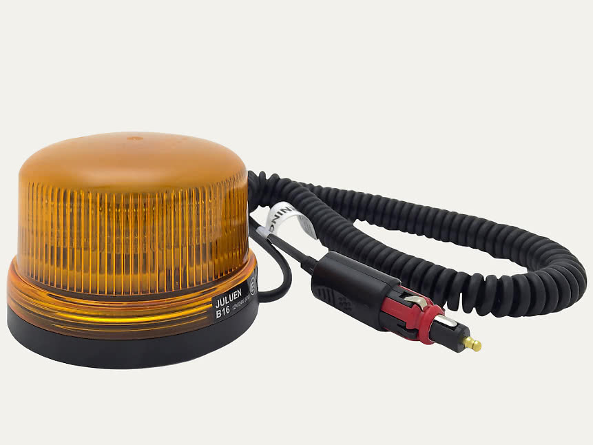 Varningsljus LED roterande R65+R10, 12-24 V,magnet+ciggkabel