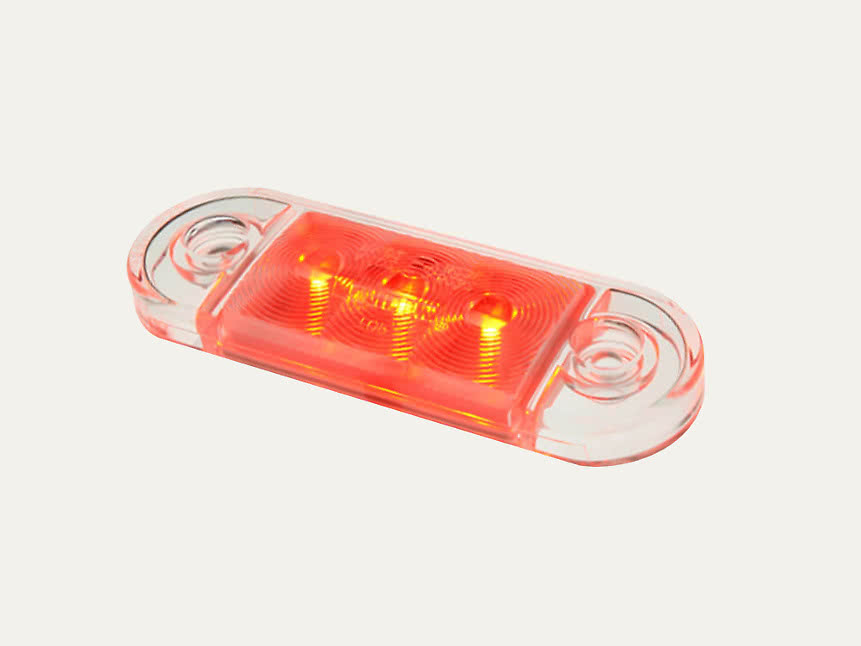 Position LED rouge, verre transparent, câble de 2.5 m