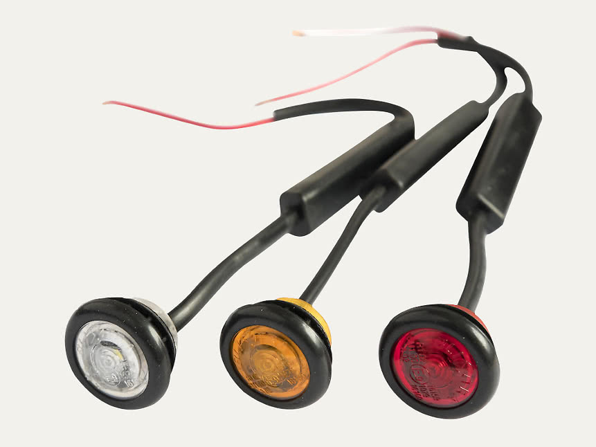 Feu de position mini LED orange homologué E 10-30 V câble de 0.2 m