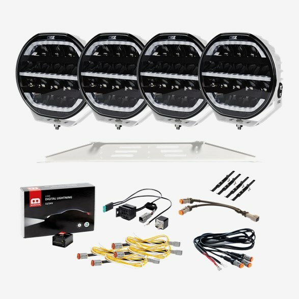 OZZ XR2 P9" Vit 4-Pack ExtraljusKit - För Bil Med Radar - Med Digital Lighting
